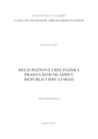 prikaz prve stranice dokumenta Religioznost i religijska praksa kod mladih u Republici Hrvatskoj.