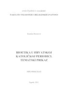 prikaz prve stranice dokumenta Bioetika u hrvatskoj katoličkoj periodici. Tematski prikaz