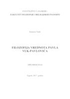 prikaz prve stranice dokumenta Filozofija vrednota Pavla Vuk-Pavlovića