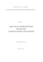 prikaz prve stranice dokumenta Recepcija hermetičke tradicije u renesansnoj filozofiji