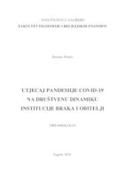 prikaz prve stranice dokumenta Utjecaj pandemije COVID-19 na društvenu dinamiku institucije braka i obitelji