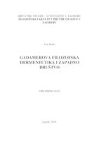 prikaz prve stranice dokumenta Gadamerova filozofska hermeneutika i zapadno društvo