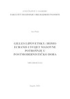 prikaz prve stranice dokumenta Gilles Lipovetsky: Homo ecranis i svijet masovne potrošnje u postmodernističko doba